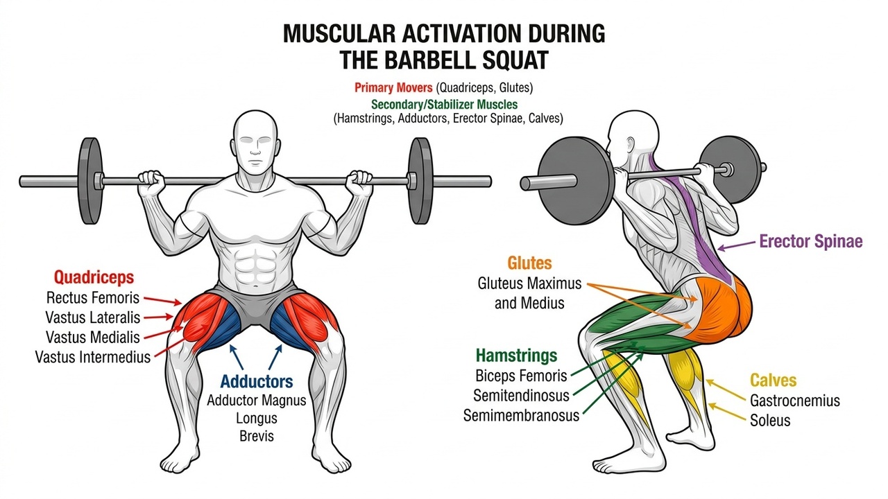 Squat muscles worked diagram