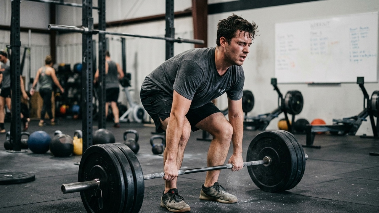 Athlete showing signs of fatigue during a workout session